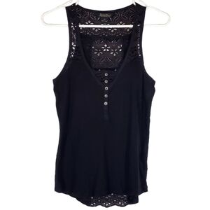 1546 * Lucky Brand Eyelet Back Panel Tank Black Size XS